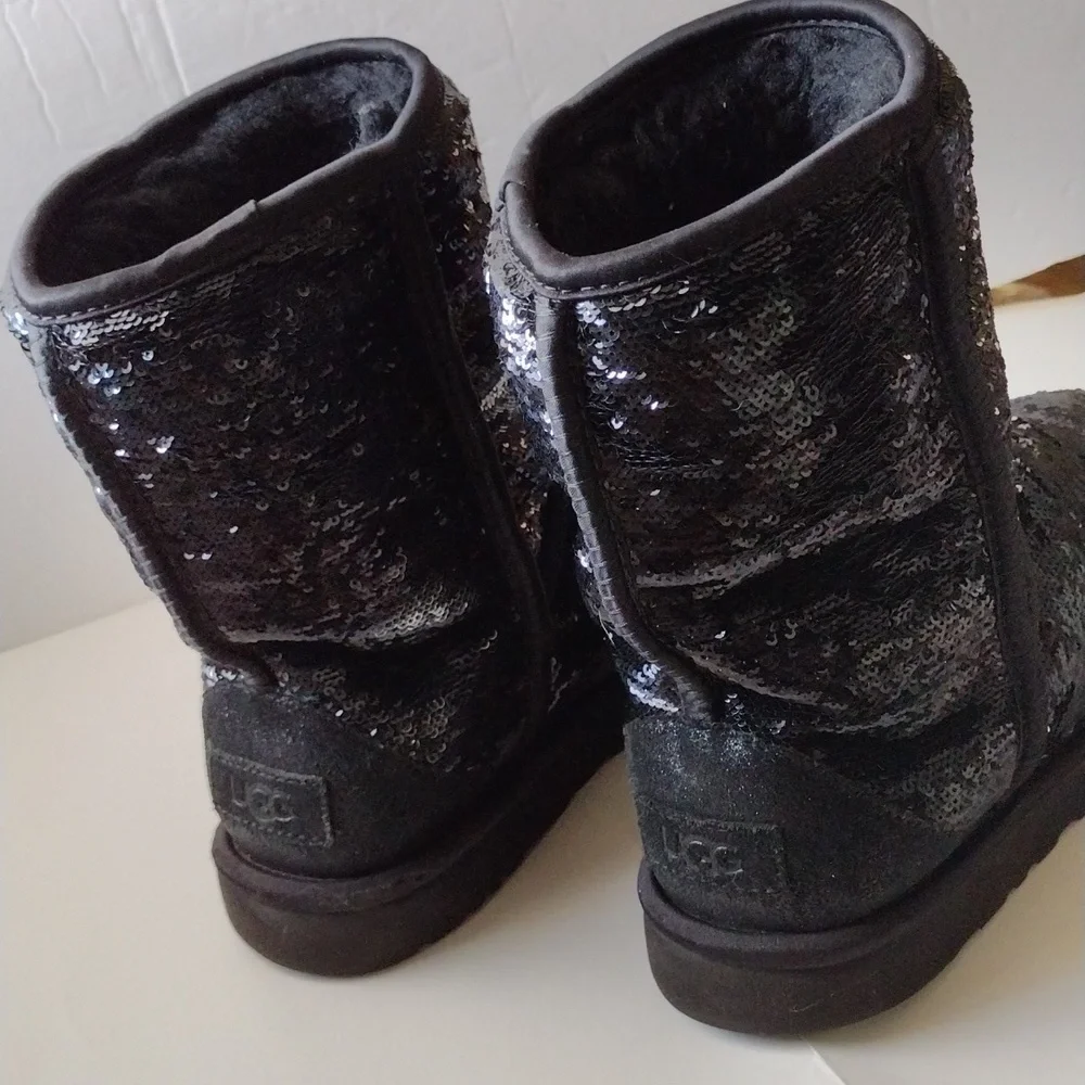 UGG Classic Cosmos Sequin Black  Women's Booties 7